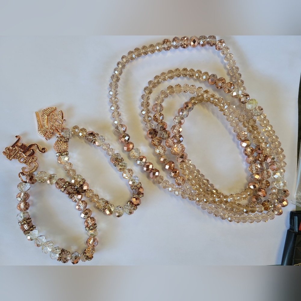 Elegant Gold and Silver Beaded Jewelry Set